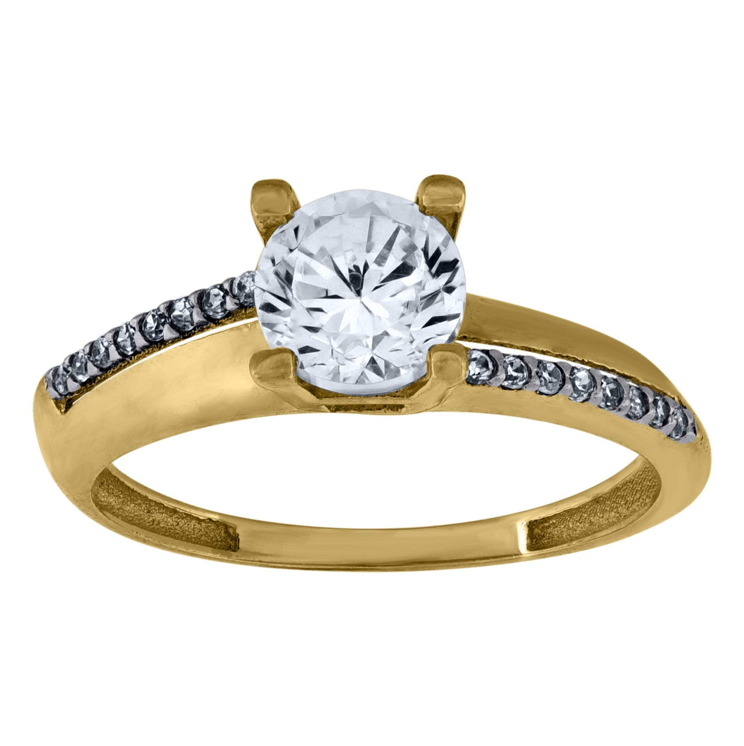14K Two-Tone Gold Womens Cubic Zirconia Polished Finish Engagement Ring