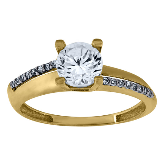 14K Two-Tone Gold Womens Cubic Zirconia Polished Finish Engagement Ring