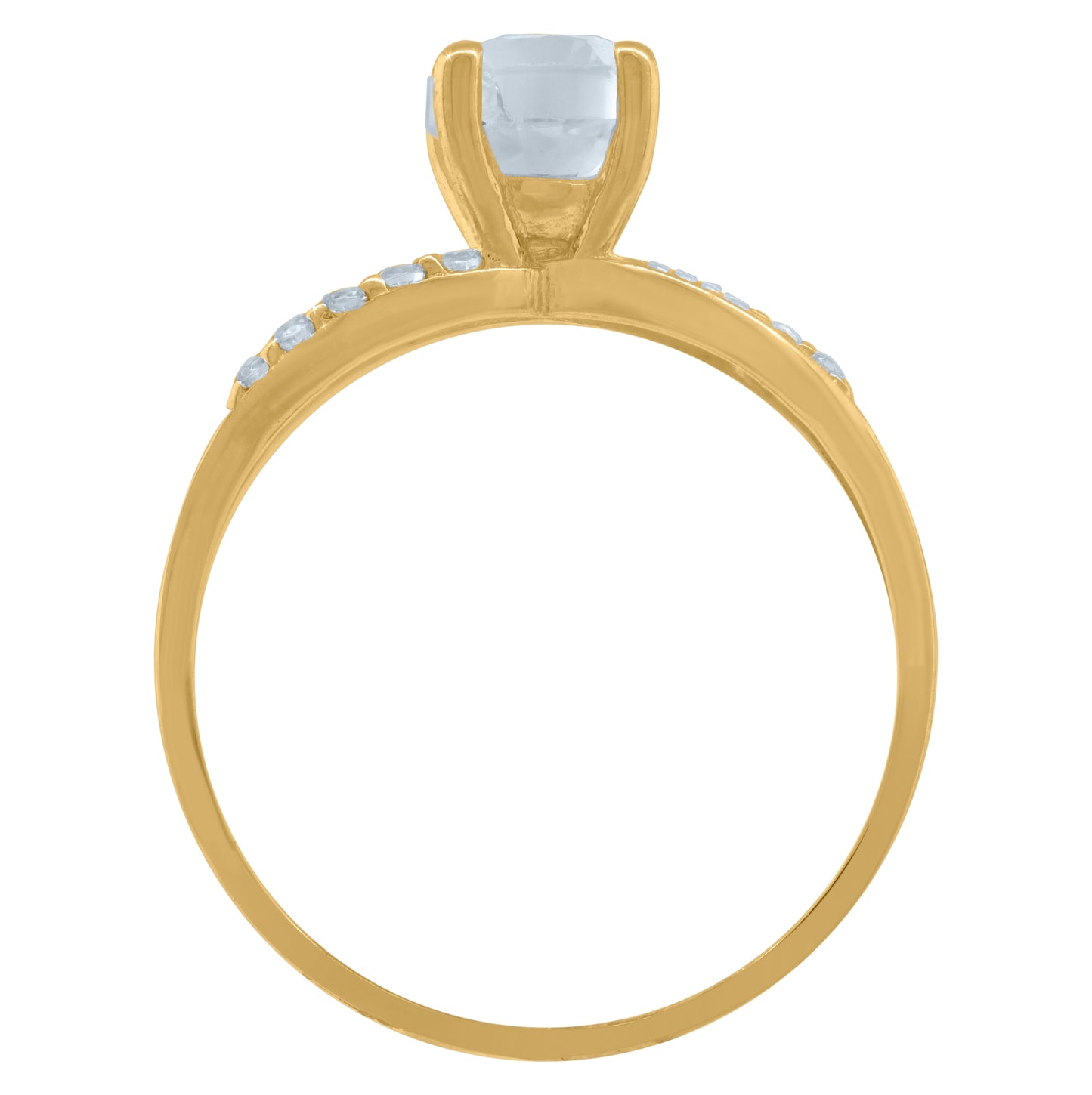 14K Yellow Gold Womens Cubic Zirconia Polished Finish Engagement Ring