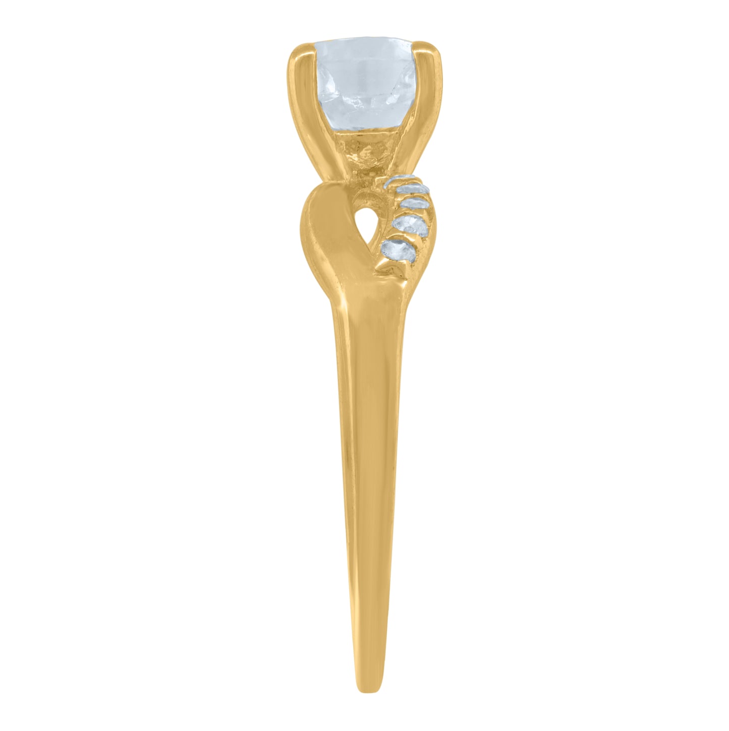 14K Yellow Gold Womens Cubic Zirconia Polished Finish Engagement Ring