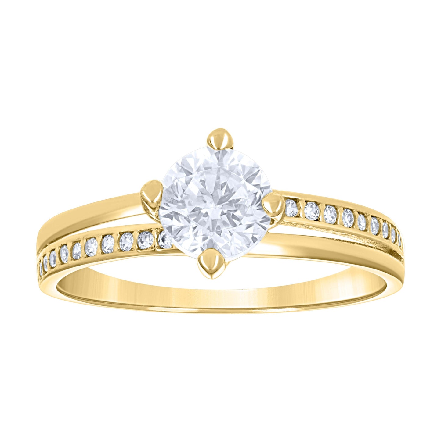 14K Two-Tone Gold Womens Cubic Zirconia Heart Halo Engagement Ring