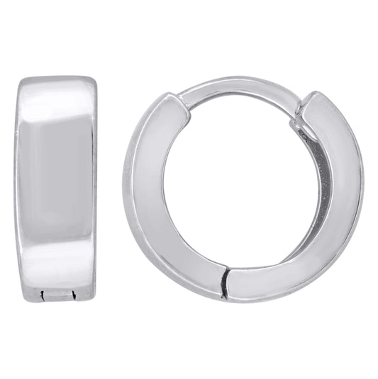 Sterling Silver Womens Single Row Huggie Hoop Earrings