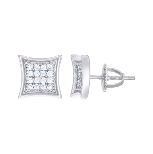 Sterling Silver Or Yellow-Tone Unisex Cubic Zirconia Kite Stud Earrings