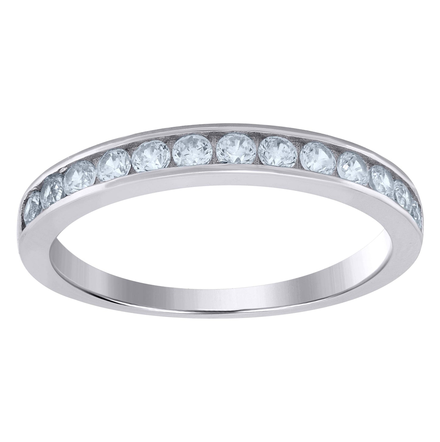 Sterling Silver Women's Cubic-Zirconia Fashion Bridal Anniversary Wedding Engagement Band Ring
