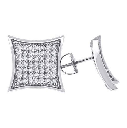 Sterling Silver Unisex Cubic Zirconia Kite Stud Earrings