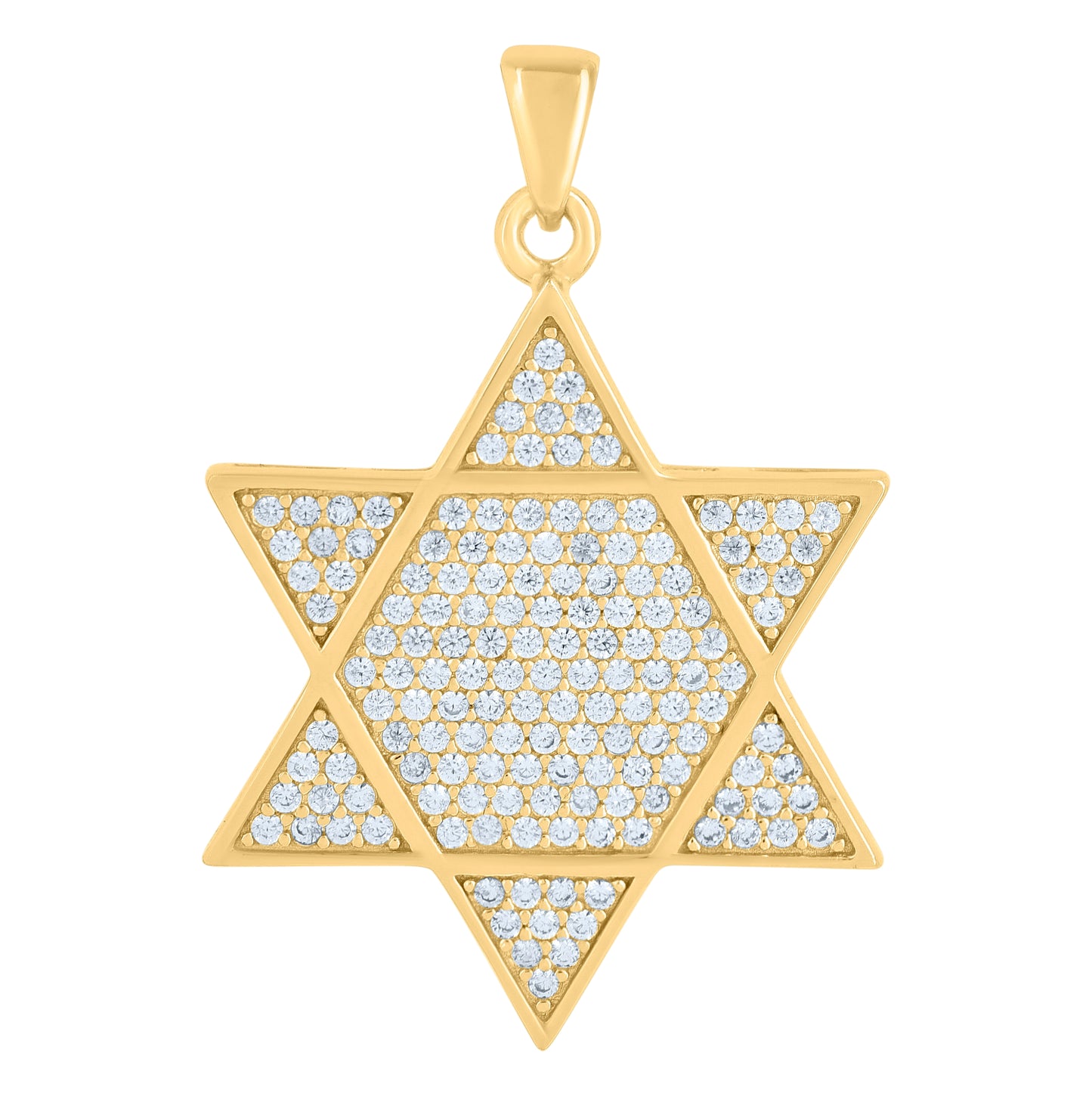 Sterling Silver Men Cubic-Zirconia Star Of David Religious Symbol Charm Pendant