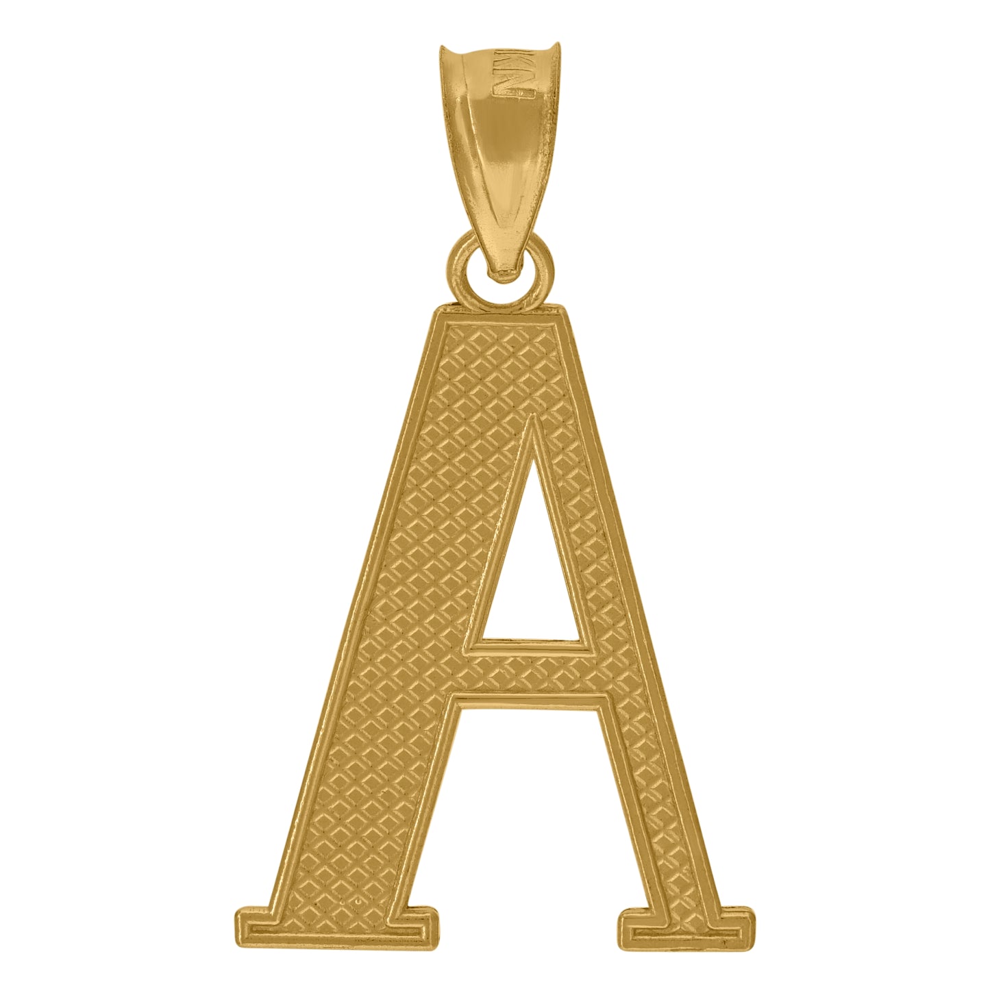 10K Yellow Gold Unisex Diamond-Cut Initial Letter Charm Pendant