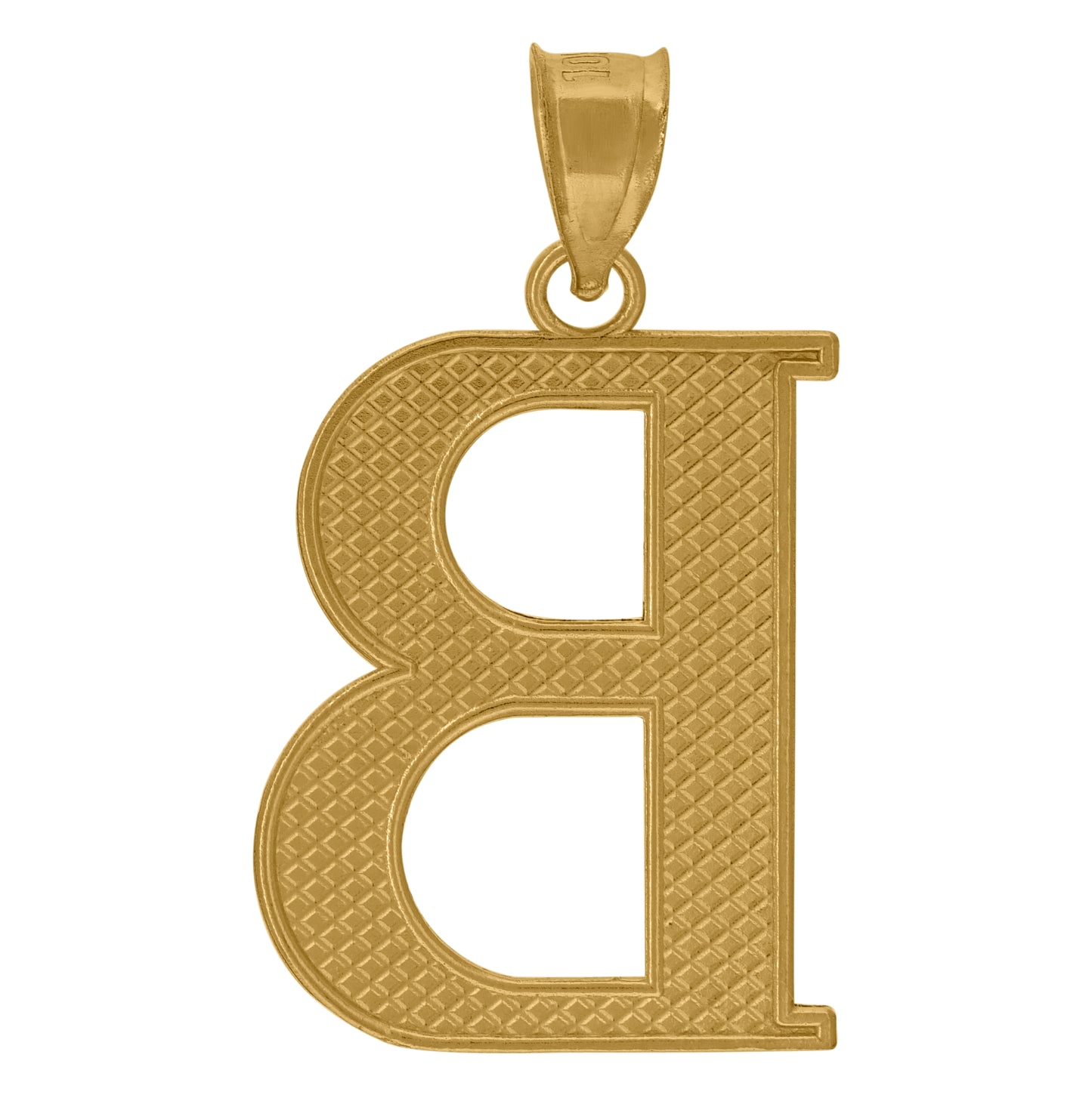 10K Yellow Gold Unisex Diamond-Cut Initial Letter Charm Pendant