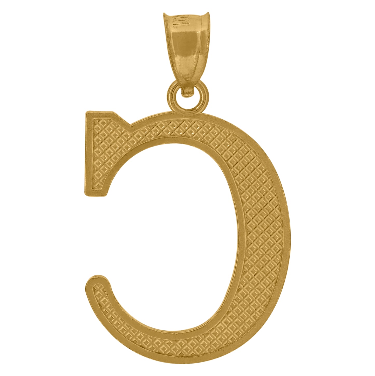 10K Yellow Gold Unisex Diamond-Cut Initial Letter Charm Pendant