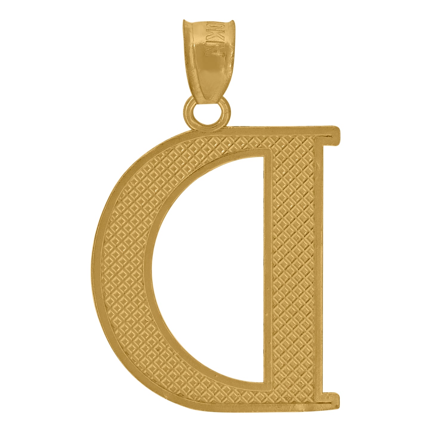 10K Yellow Gold Unisex Diamond-Cut Initial Letter Charm Pendant