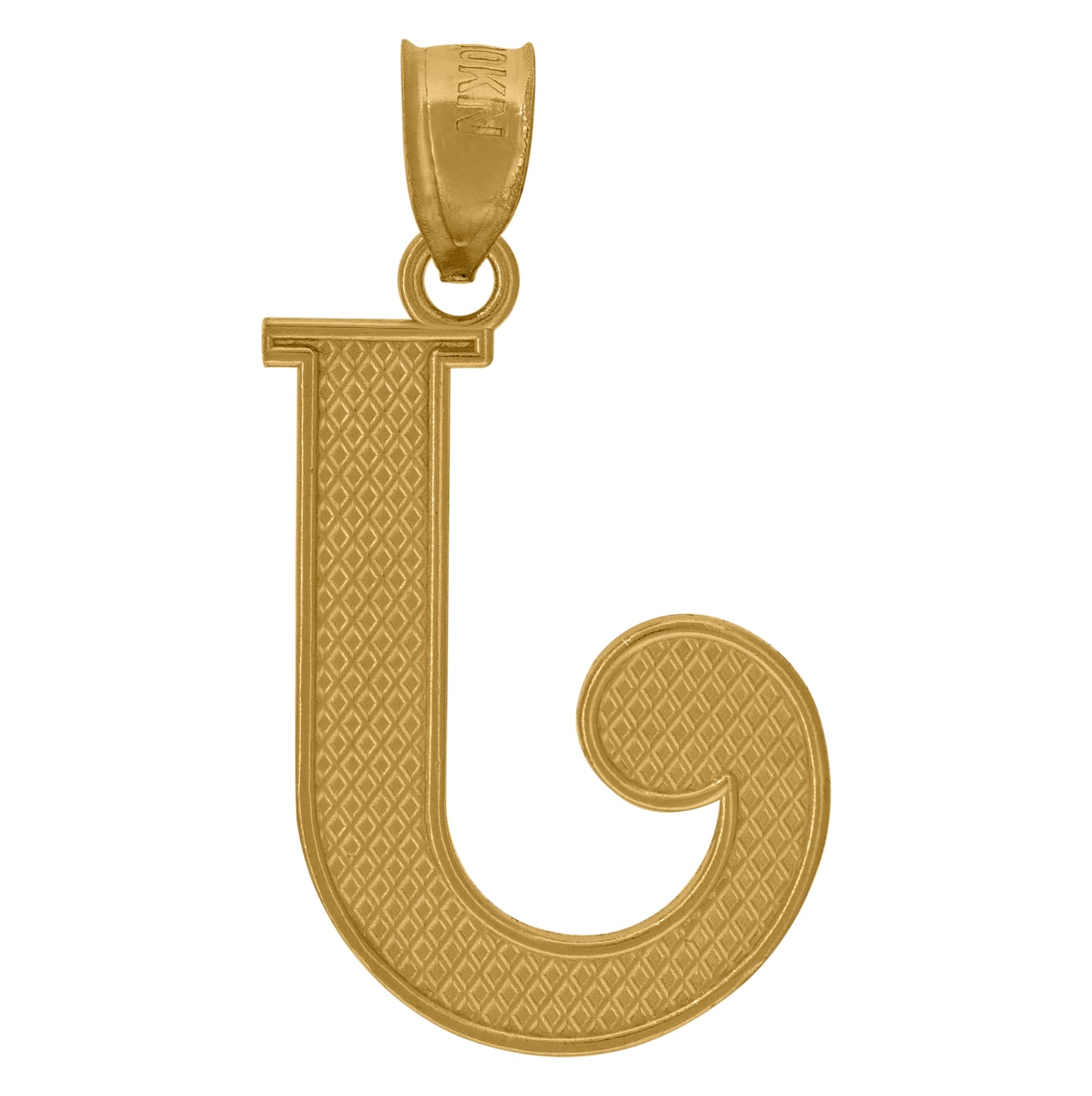 10K Yellow Gold Unisex Diamond-Cut Initial Letter Charm Pendant