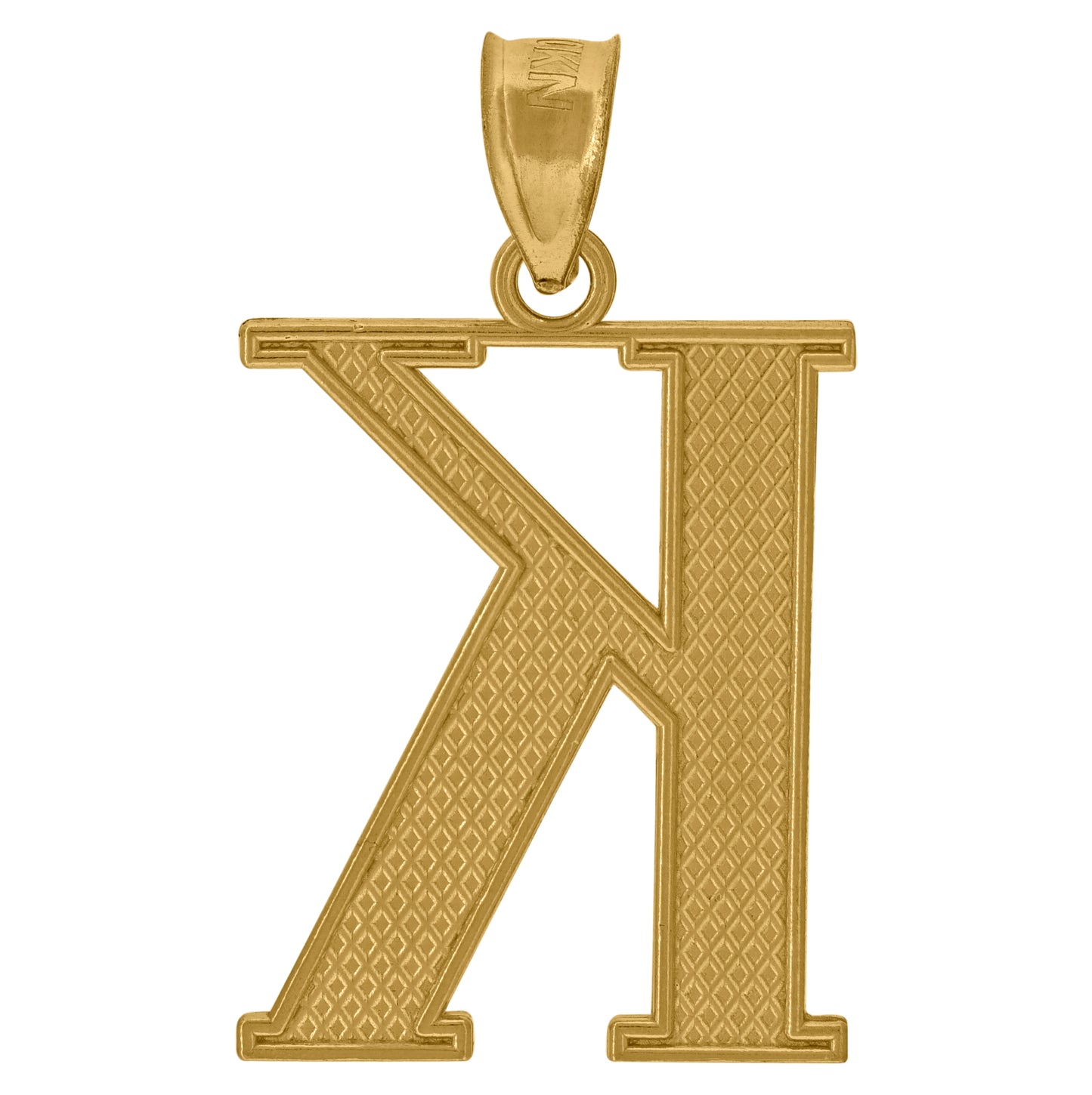 10K Yellow Gold Unisex Diamond-Cut Initial Letter Charm Pendant