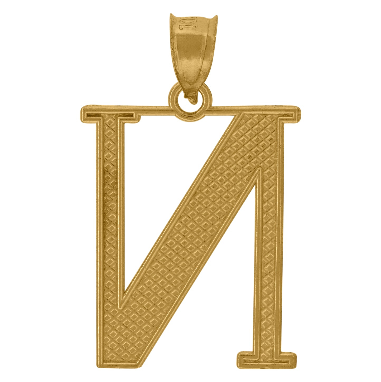 10K Yellow Gold Unisex Diamond-Cut Initial Letter Charm Pendant