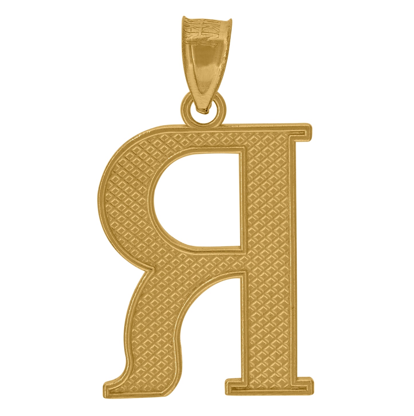 10K Yellow Gold Unisex Diamond-Cut Initial Letter Charm Pendant