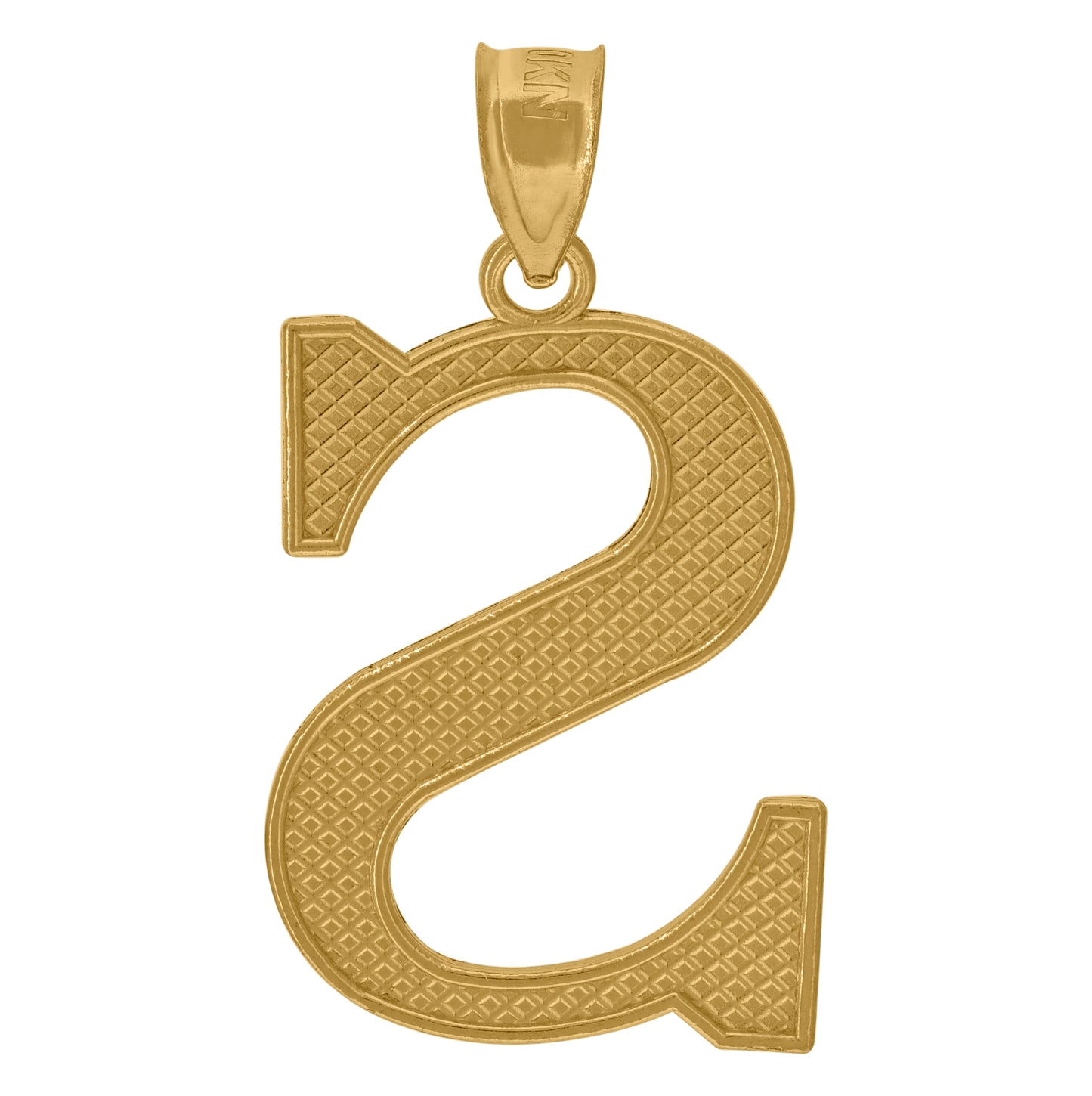 10K Yellow Gold Unisex Diamond-Cut Initial Letter Charm Pendant