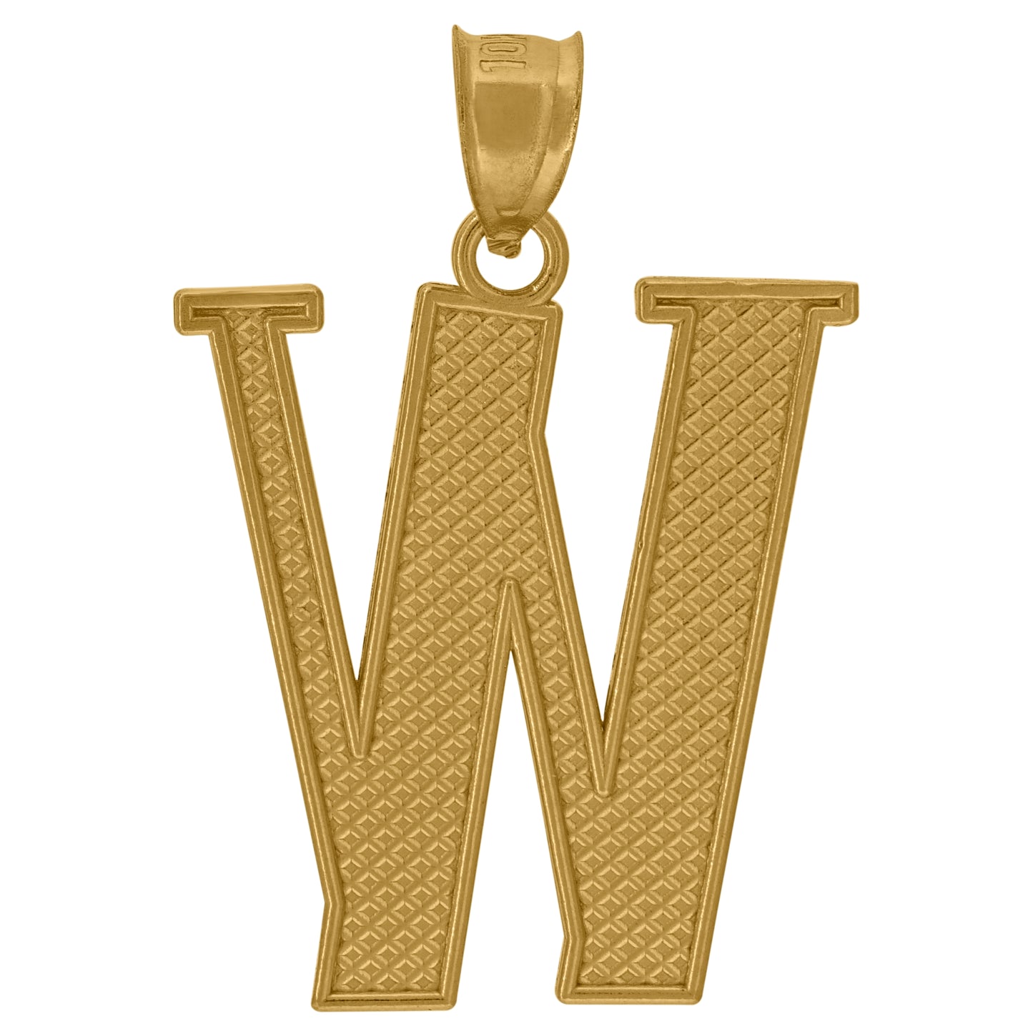 10K Yellow Gold Unisex Diamond-Cut Initial Letter Charm Pendant