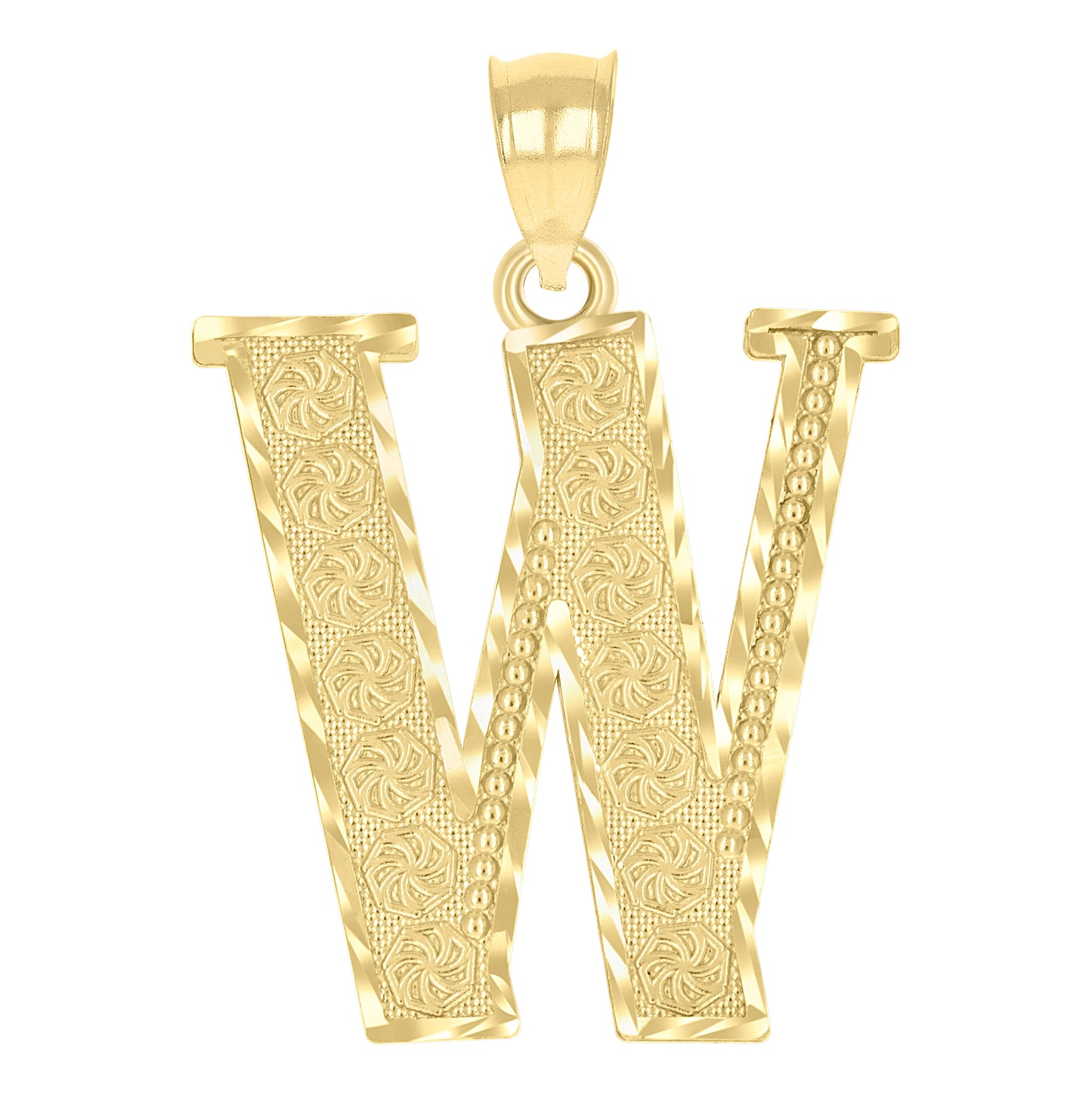 10K Yellow Gold Unisex Diamond-Cut Initial Letter Charm Pendant