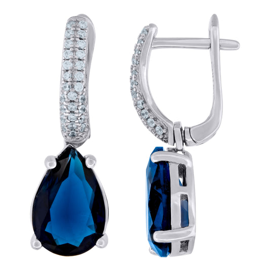 Sterling Silver Womens Cubic Zirconia Dangle Earrings