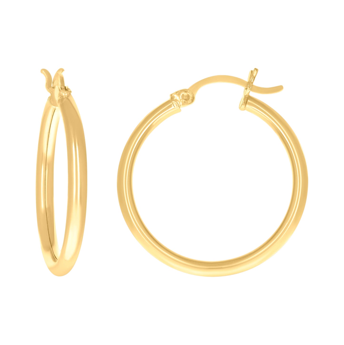 14K Yellow Gold Womens Plain Round Tube Hoop Earrings 2mm