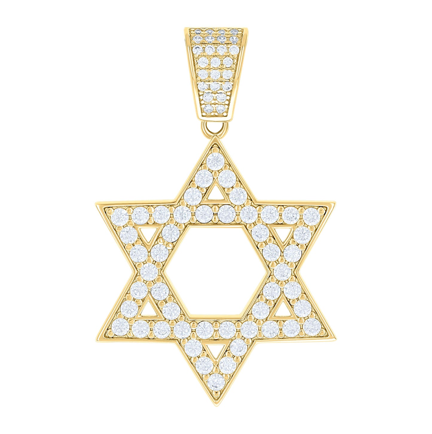Sterling Silver Mens Cubic-Zirconia Star Of David Symbol Religious Charm Pendant