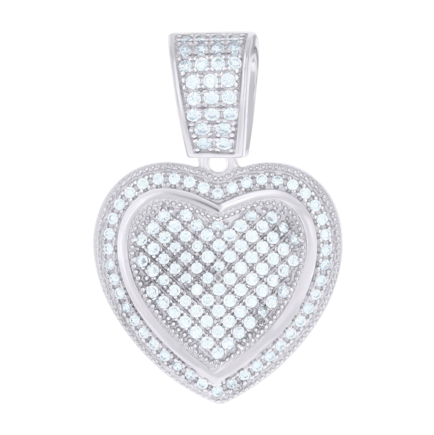 Sterling Silver Womens Cubic Zirconia Heart Charm Pendant