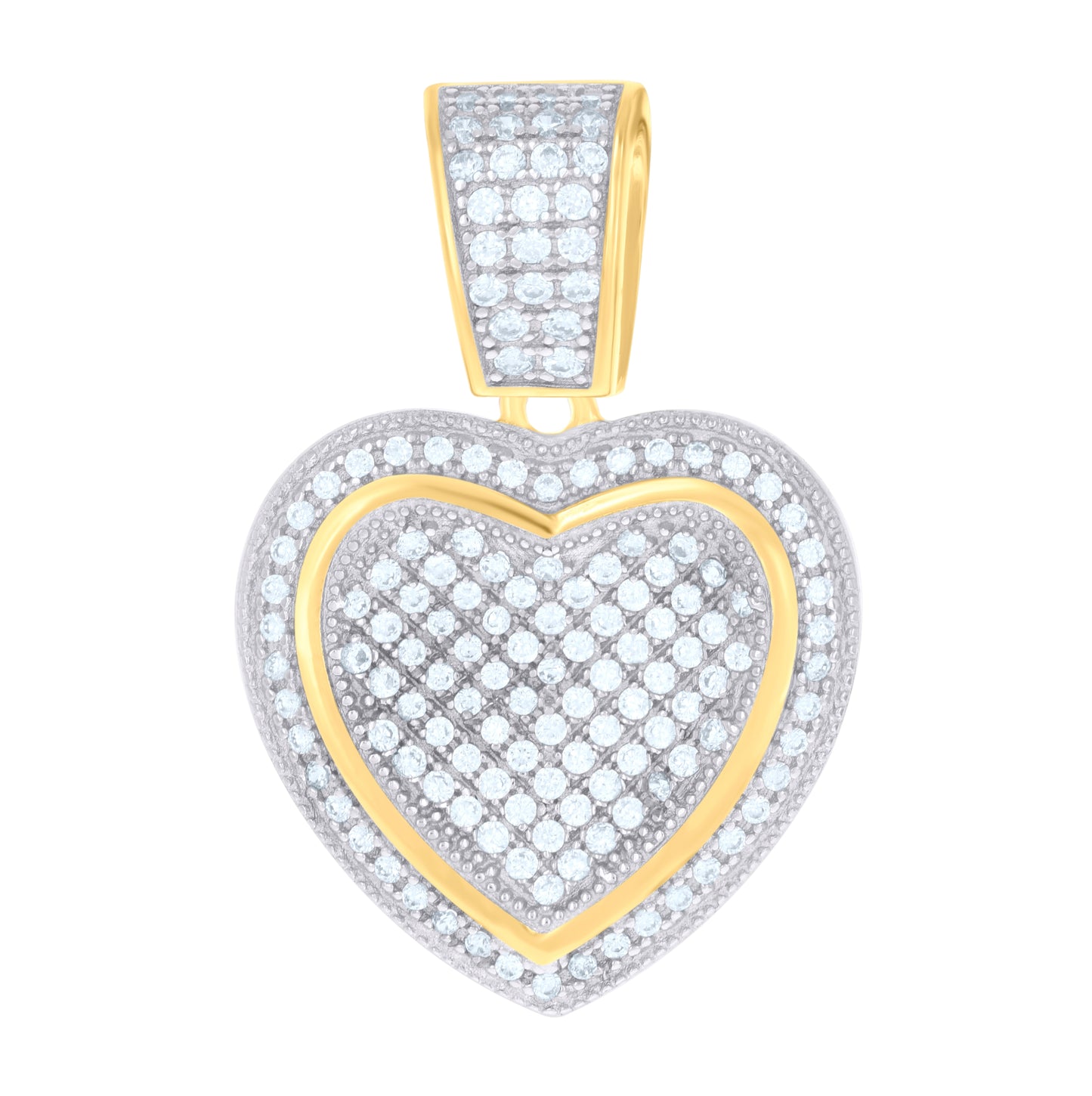 Sterling Silver Womens Cubic Zirconia Heart Charm Pendant