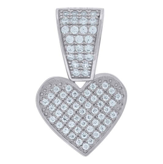 Sterling Silver Womens Cubic-Zirconia Heart Charm Pendant
