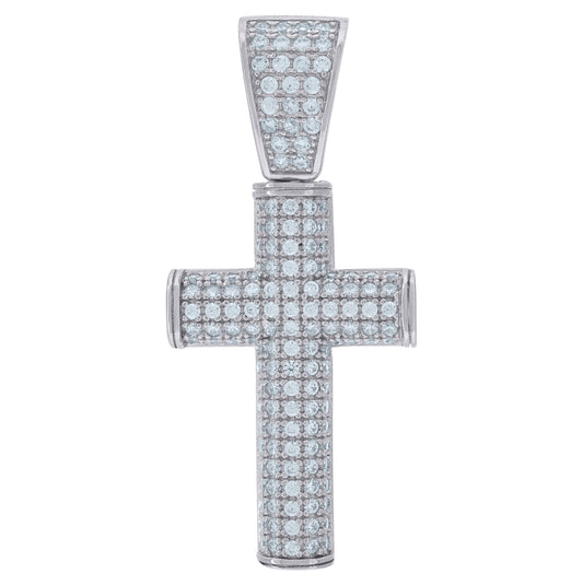 Sterling Silver Unisex Cubic Zirconia Cross Religious Charm Pendant