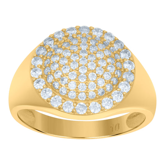 10K Yellow Gold Mens Round Cubic Zirconia Engagement Ring