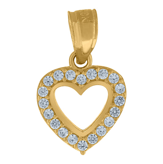 10K Yellow Gold Women Cubic-Zirconia Love Heart Pendant