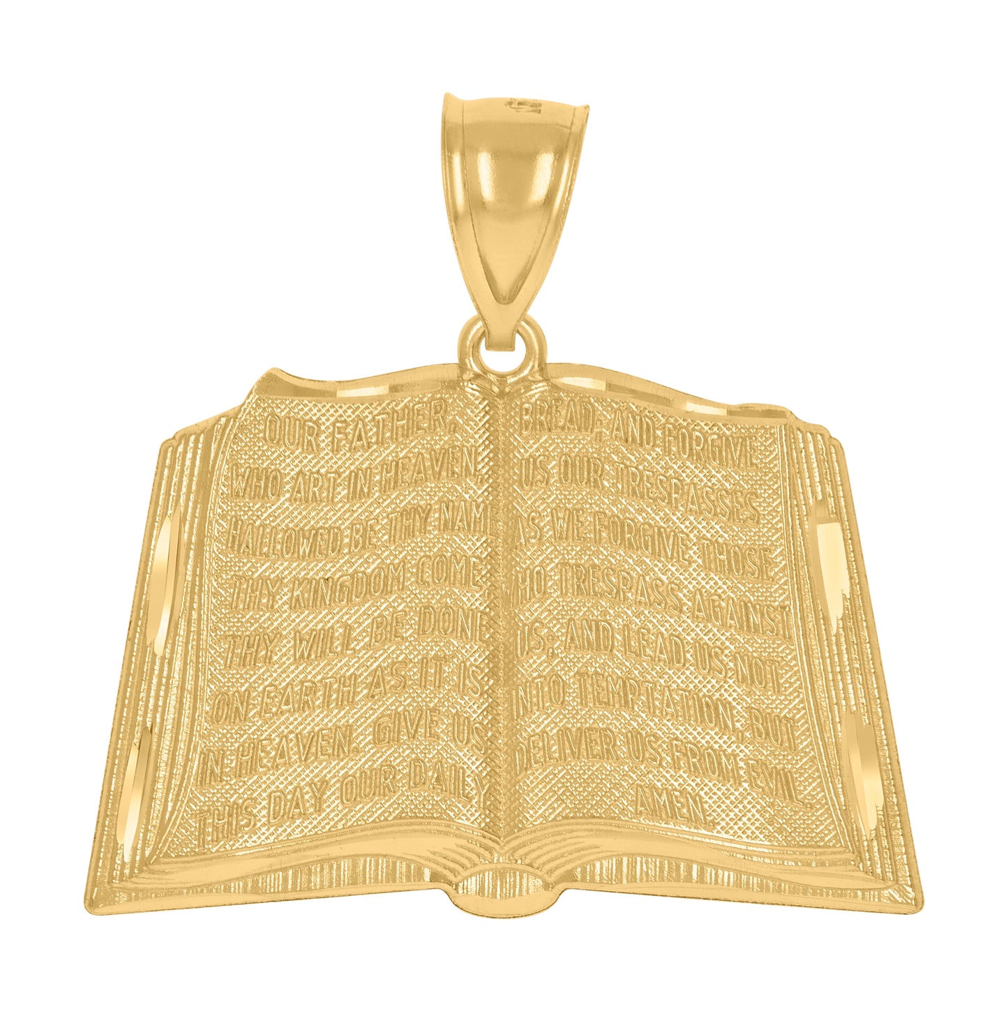 10K Yellow Gold Unisex Diamond-Cut Religious Book Charm Pendant