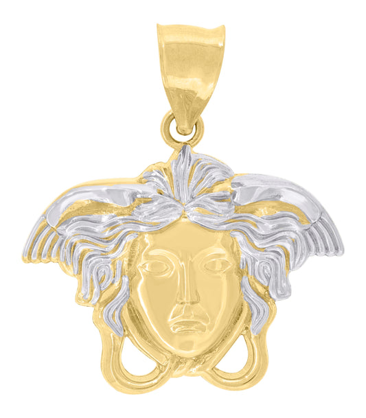 10K Two-tone Gold Mens Medusa Egyptian Fashion Charm Pendant
