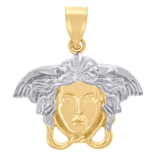10K Two-tone Gold Mens Medusa Egyptian Fashion Charm Pendant