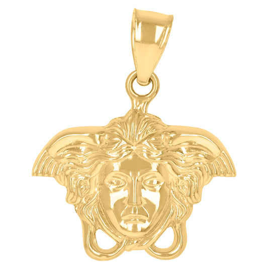 10K Yellow Gold Mens Medusa Egyptian Fashion Charm Pendant