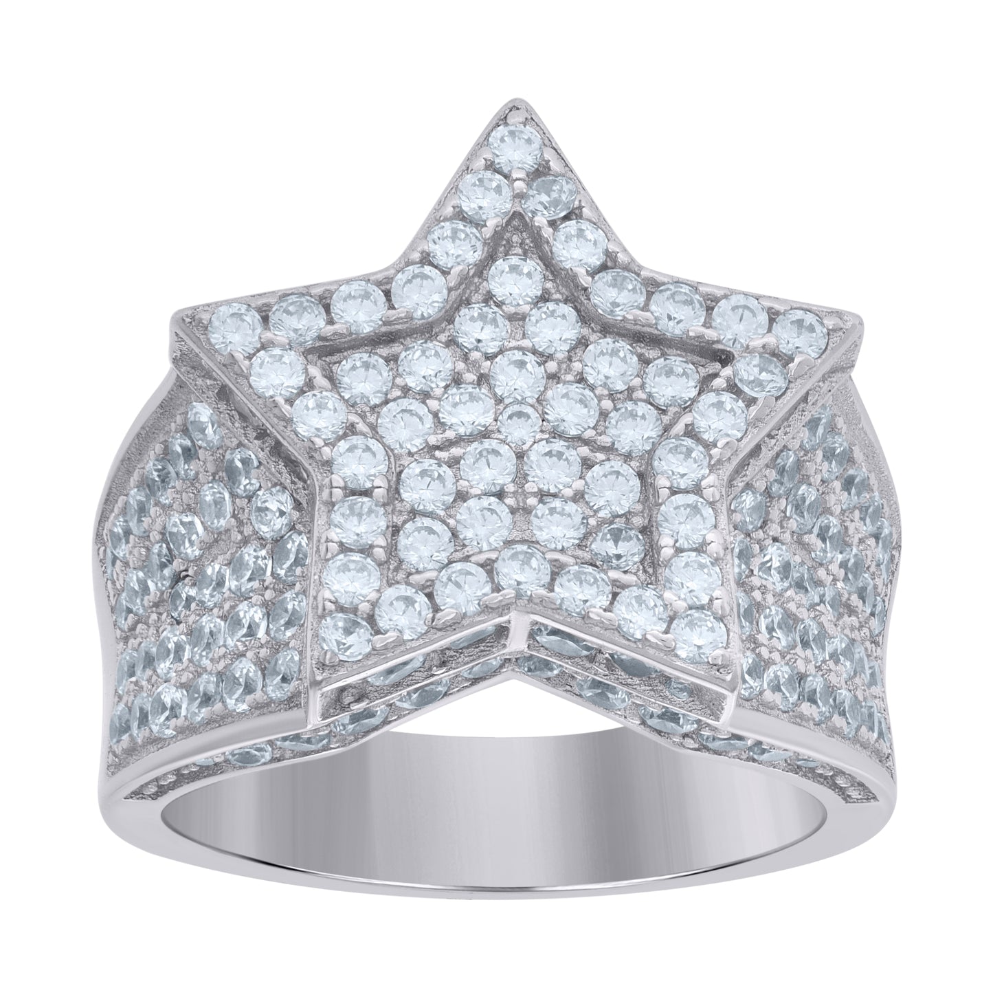Sterling Silver Mens Cubic-Zirconia Star Cluster Fashion Bridal Anniversary Wedding Engagement Band Ring
