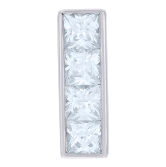 Sterling Silver Womens Princess-Cut Cubic-Zirconia Fashion Slide Charm Pendant
