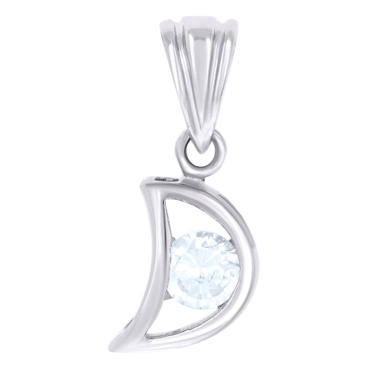 Sterling Silver Women Cubic-Zirconia Half Moon Fashion Charm Pendant
