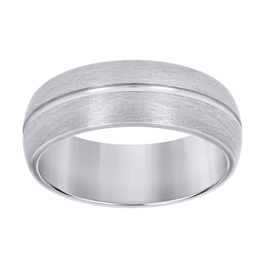 Tungsten Mens Grooved Edge Matt Finish Comfort-fit Bridal Anniversary Engagement Wedding Band 8mm Sizes 7 To 13.5