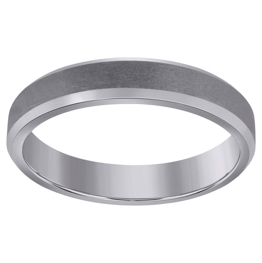 Titanium Mens Brushed Beveled Edge Comfort Fit Bridal Anniversary Engagement Wedding Band 4mm Sizes 7 - 11