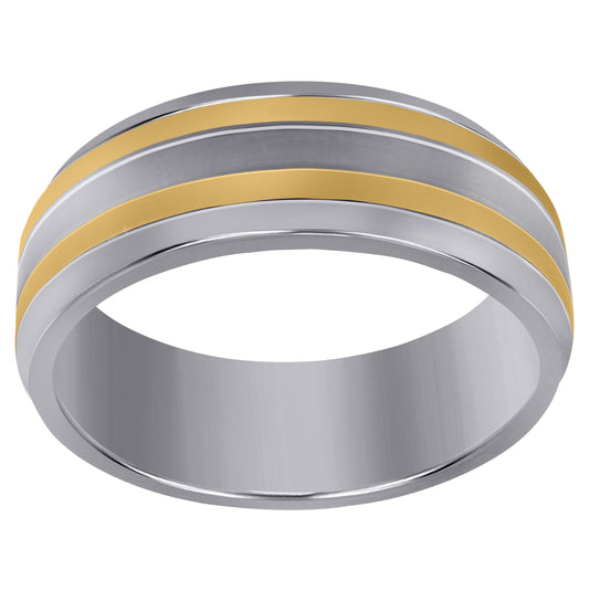 Titanium Yellow Tone Mens Comfort Fit Bridal Anniversary Engagement Wedding Band 6mm Sizes 8 - 13