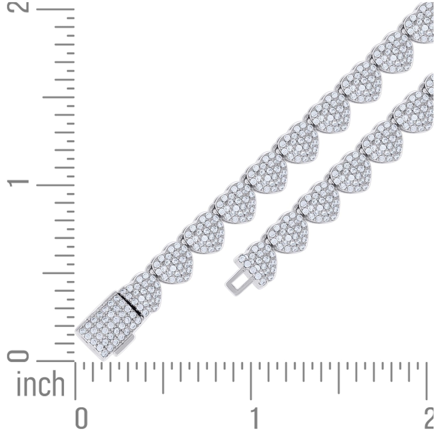 Sterling Silver Moissanite Heart Tennis Bracelet 6mm Size 7 Inches