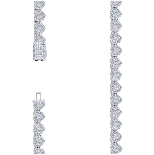 Sterling Silver Moissanite Heart Tennis Bracelet 8mm Size 7 Inches