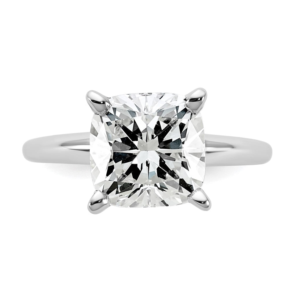 14K Two-Tone Or White Gold Certified Lab Grown Diamond VS/SI+ G+ Cushion Complete Solitaire Engagement Ring