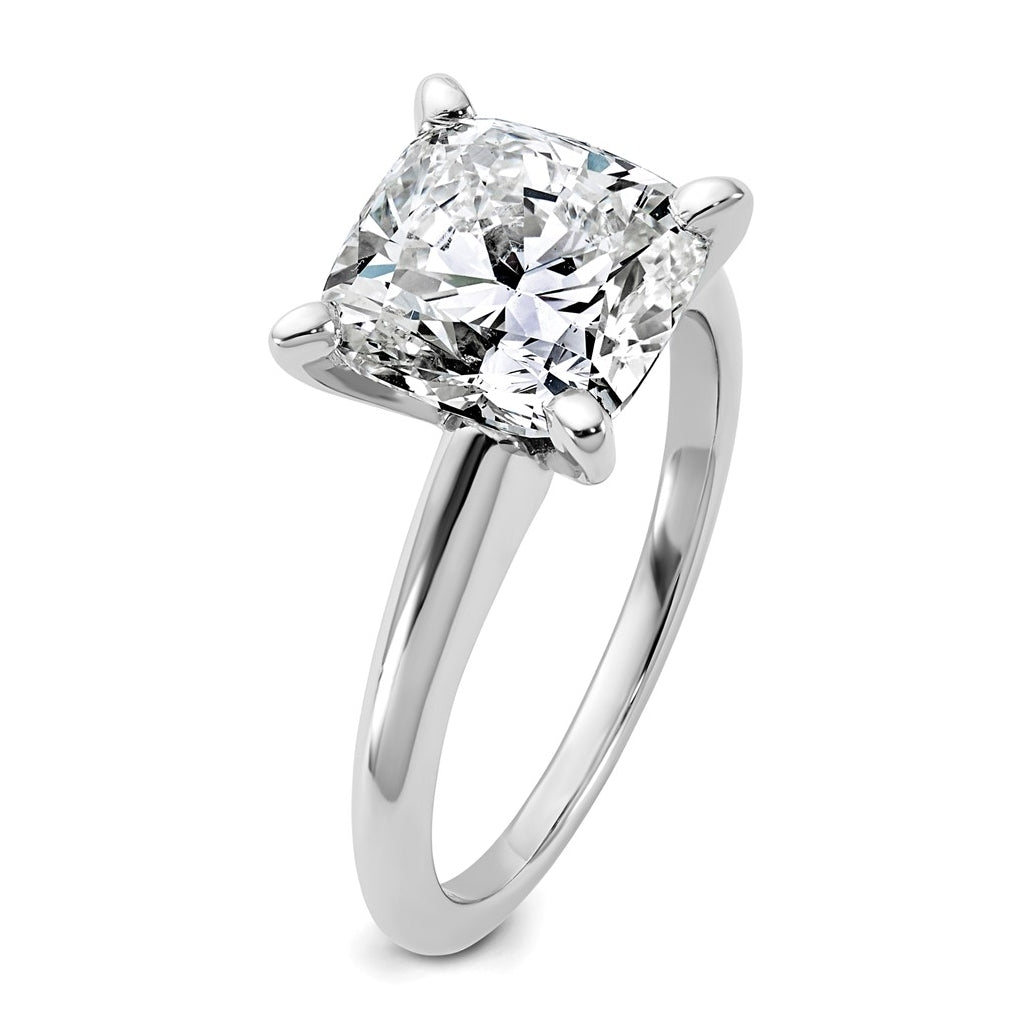 14K Two-Tone Or White Gold Certified Lab Grown Diamond VS/SI+ G+ Cushion Complete Solitaire Engagement Ring