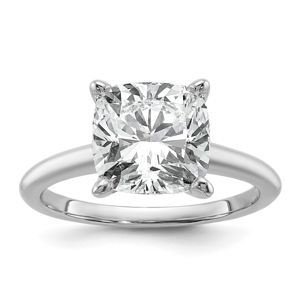 14K Two-Tone Or White Gold Certified Lab Grown Diamond VS/SI+ G+ Cushion Complete Solitaire Engagement Ring
