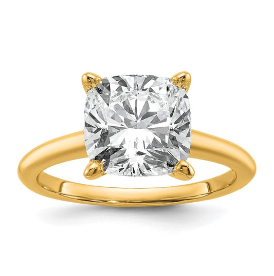 14K Two-Tone Or White Gold Certified Lab Grown Diamond VS+ F+ Cushion Complete Solitaire Engagement Ring