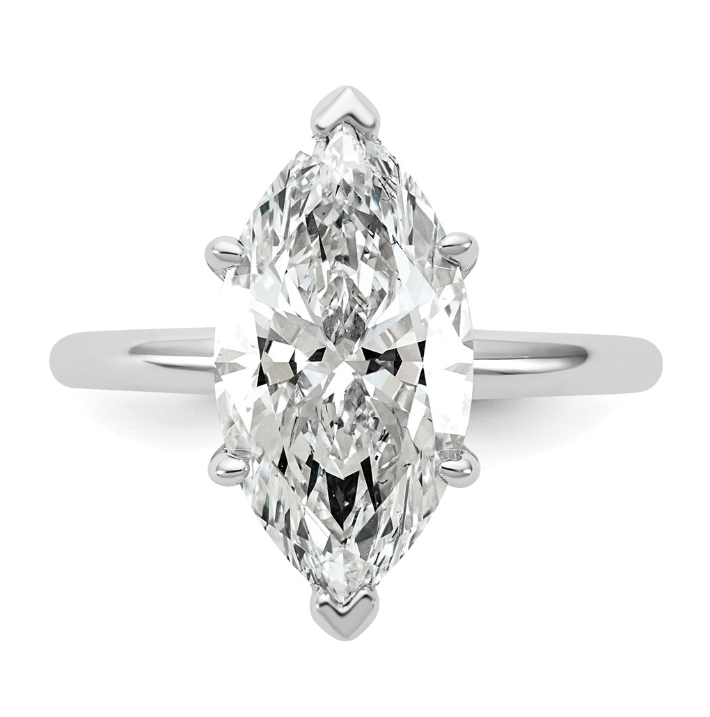 14K Two-Tone Or White Gold Certified Lab Grown Diamond VS/SI+ G+ Marquise Solitaire Complete Engagement Ring