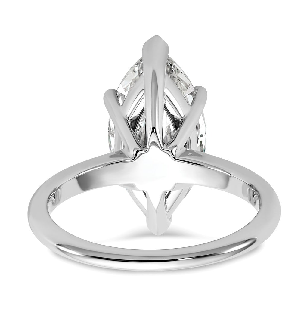 14K Two-Tone Or White Gold Certified Lab Grown Diamond VS/SI+ G+ Marquise Solitaire Complete Engagement Ring