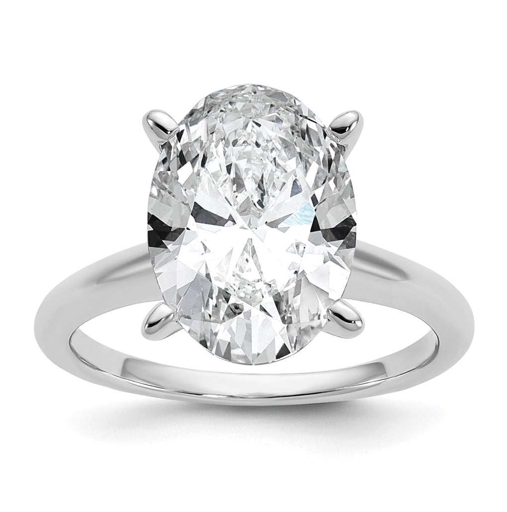 14K Two-Tone Or White Gold Certified Lab Grown Diamond VS/SI+ G+ Oval Complete Solitaire Engagement Ring