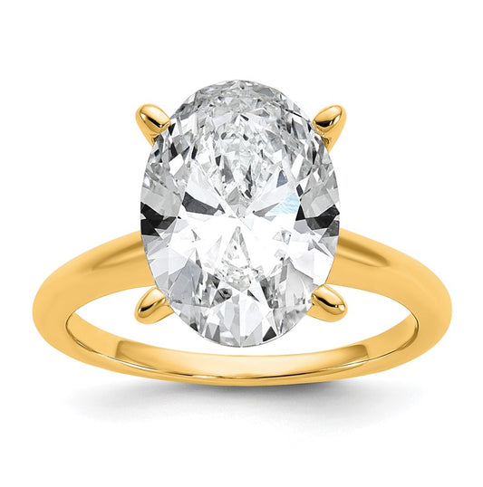 14K Two-Tone Or White Gold Certified Lab Grown Diamond VS+ F+ Oval Complete Solitaire Engagement Ring